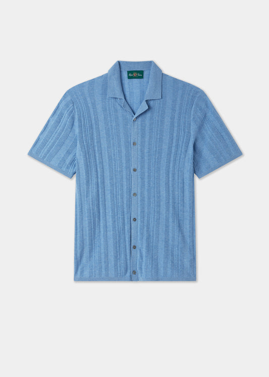 Men's Cotton Revere Collar Shirt in Blue