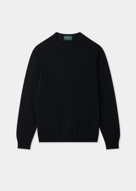 Men's Geelong Wool Crew Neck Jumper in Black