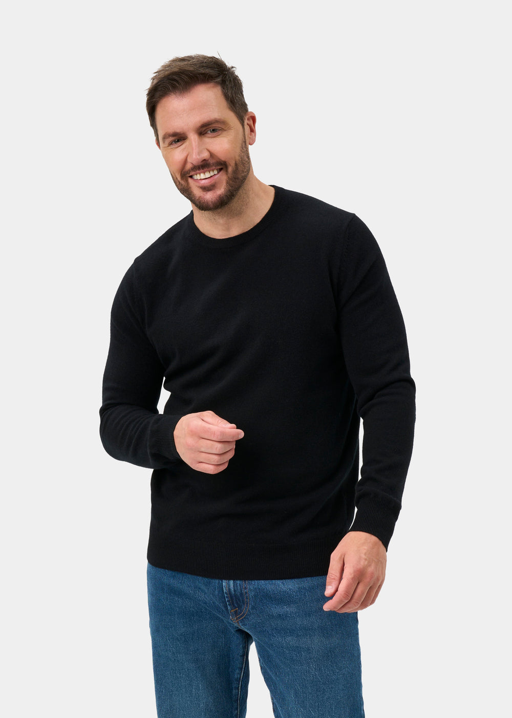 Brisbane Geelong Wool Crew Neck Jumper In Black - Regular Fit
