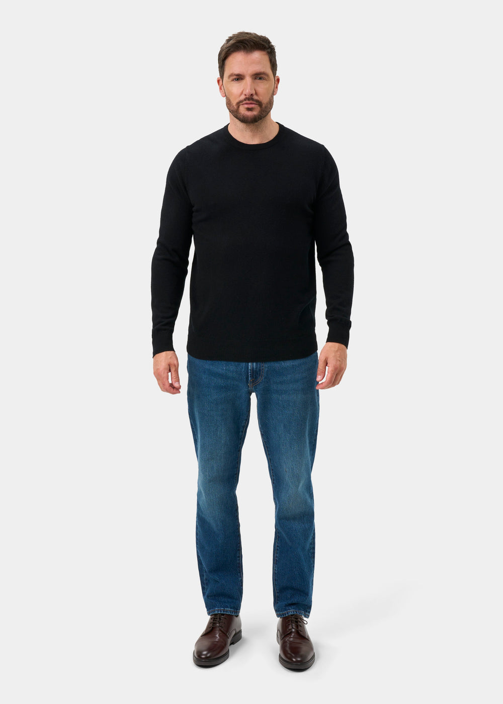 Brisbane Geelong Wool Crew Neck Jumper In Black - Regular Fit