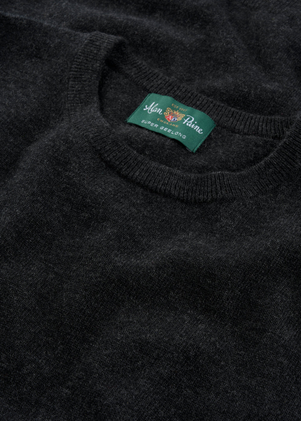 Men's Geelong Wool Crew Neck Jumper in Charcoal