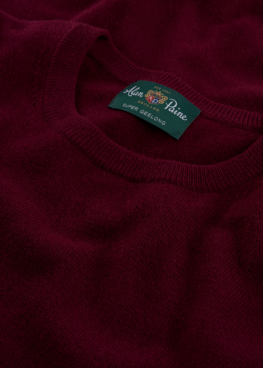 Men's Geelong Wool Crew Neck Jumper in Claret