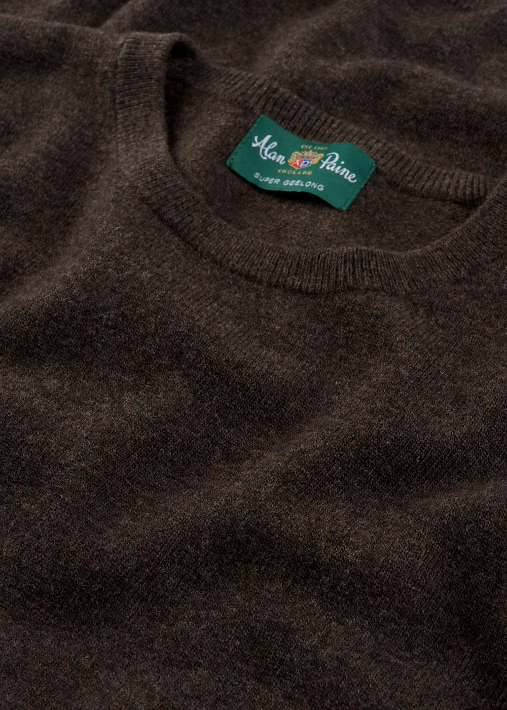 Men's Geelong Wool Crew Neck Jumper in Cocoa