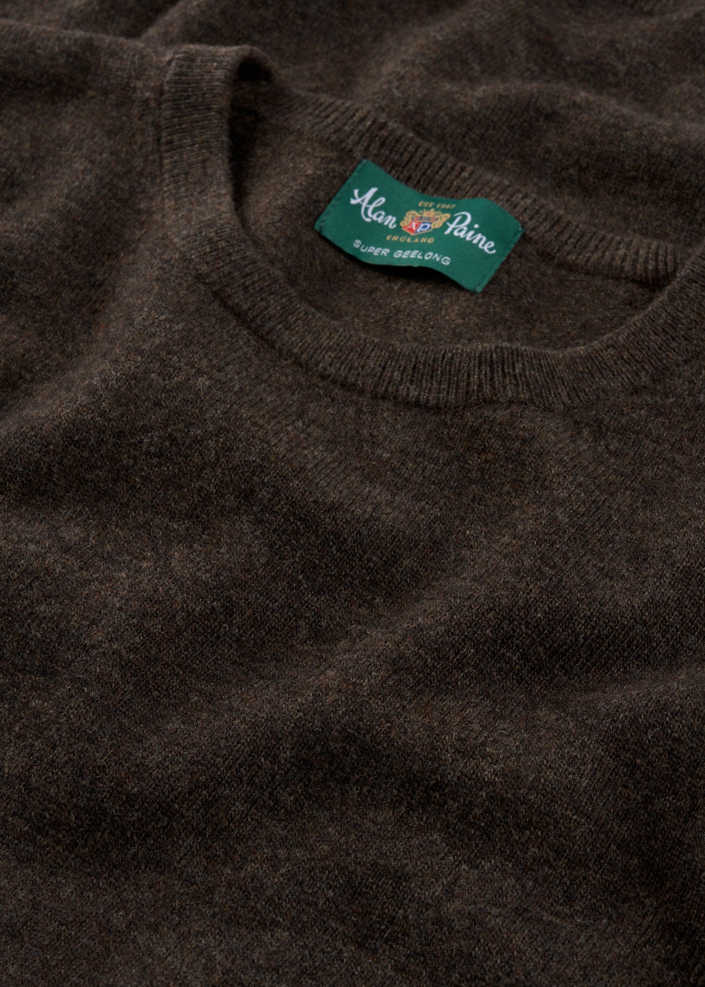 Men's Geelong Wool Crew Neck Jumper in Cocoa