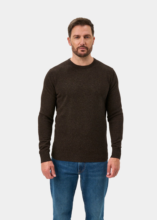 Brisbane Geelong Wool Crew Neck Jumper In Cocoa - Regular Fit