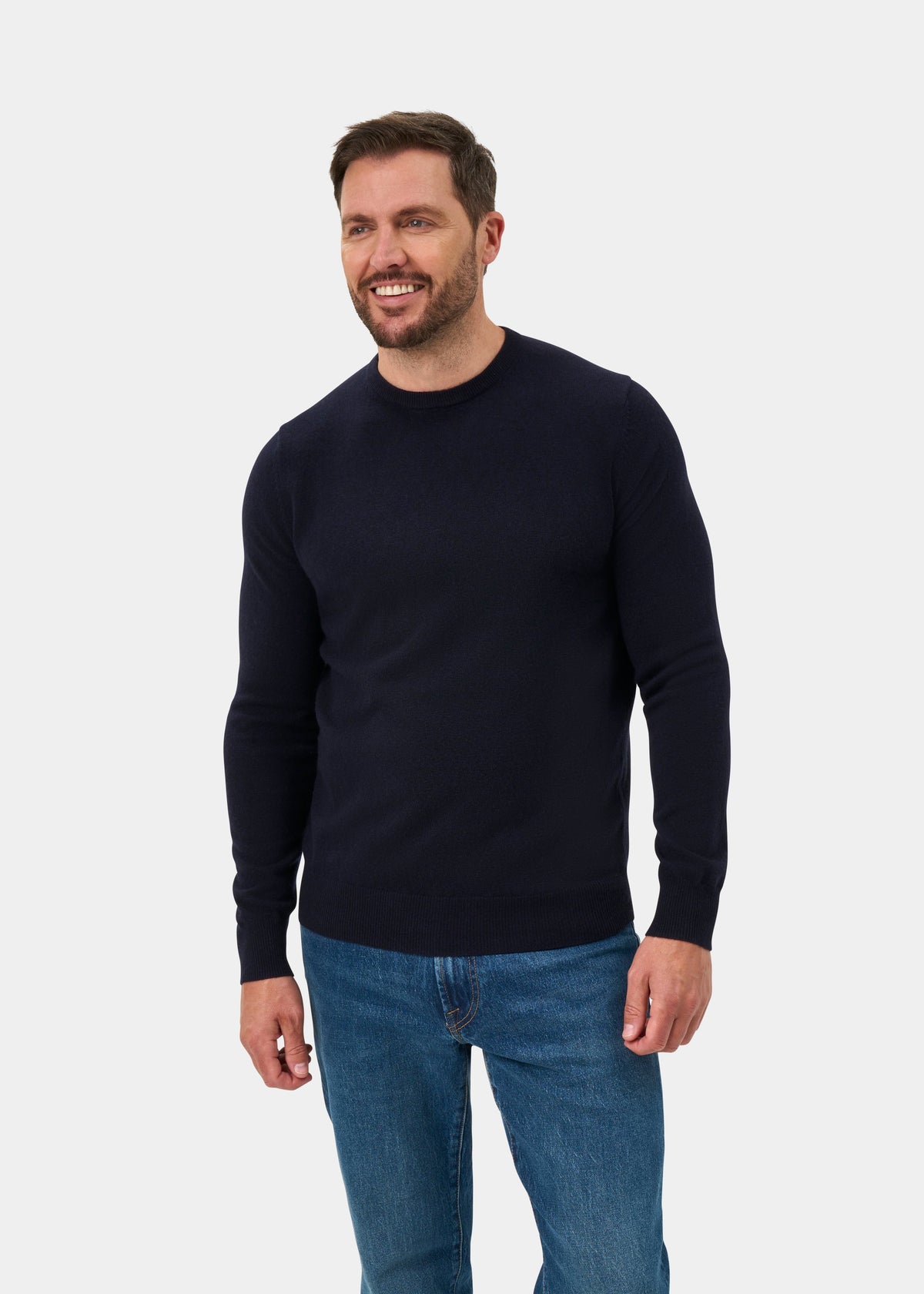 Brisbane Geelong Wool Crew Neck Jumper In Dark Navy - Regular Fit