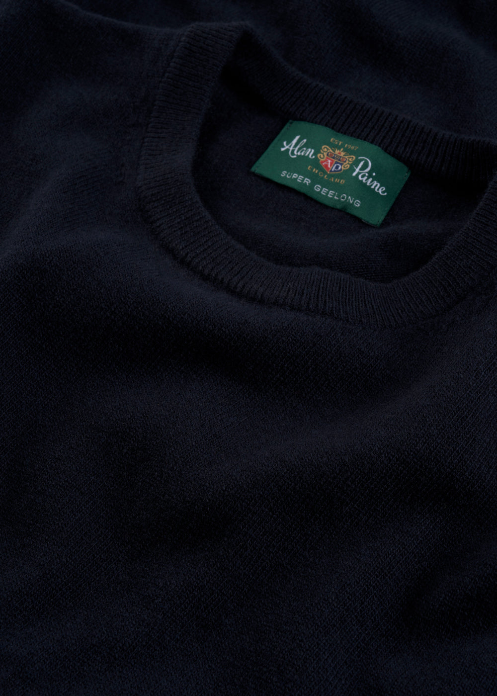 Men's Geelong Wool Crew Neck Jumper in Dark Navy