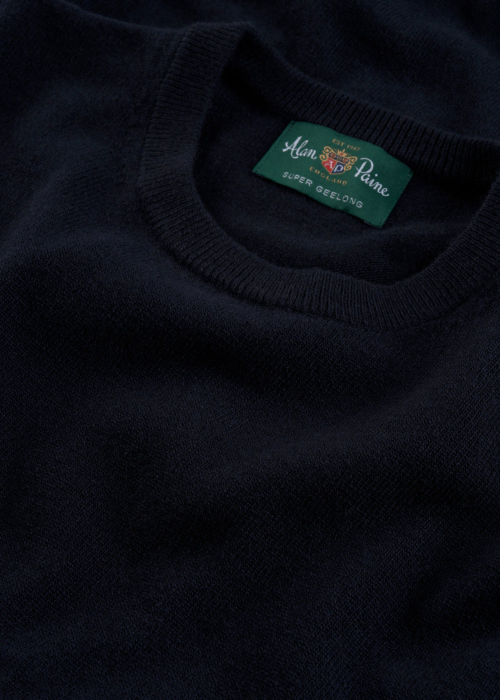Men's Geelong Wool Crew Neck Jumper in Dark Navy