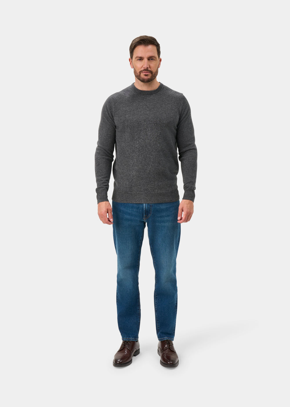 Brisbane Geelong Wool Crew Neck Jumper In Derby - Regular Fit