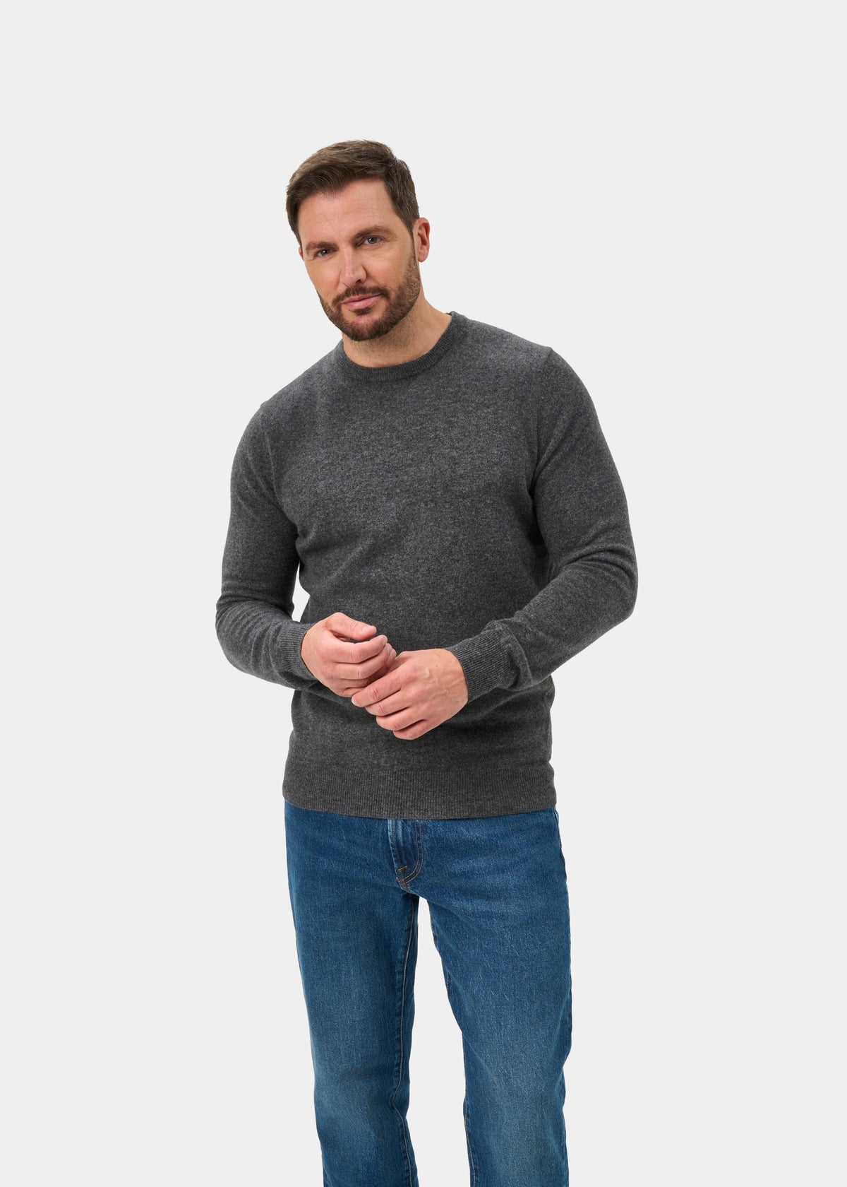 Brisbane Geelong Wool Crew Neck Jumper In Derby - Regular Fit