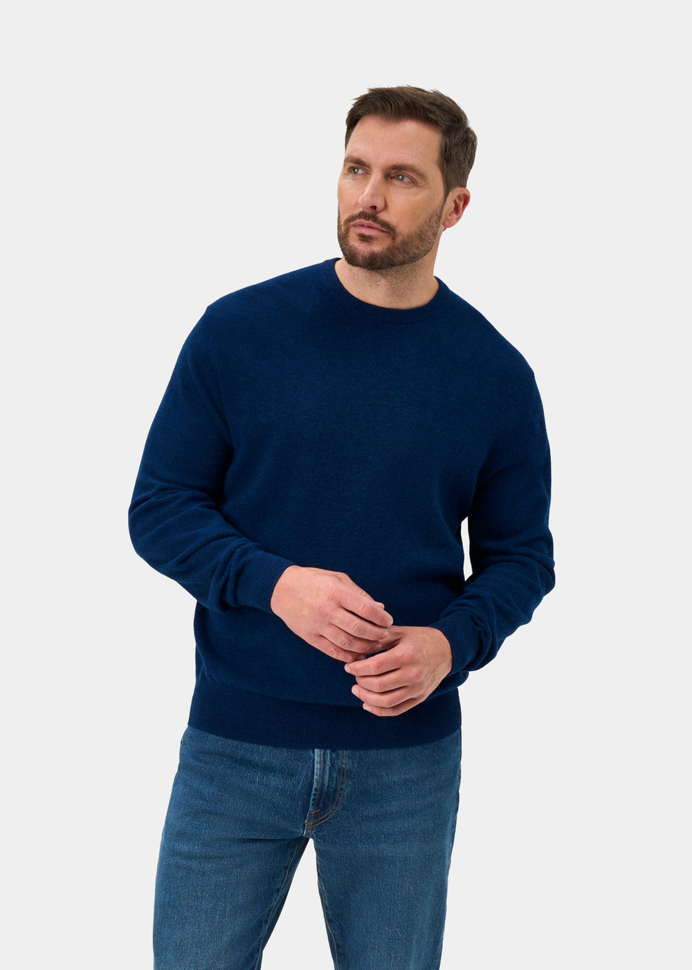 Brisbane Geelong Wool Crew Neck Jumper In Indigo - Regular Fit