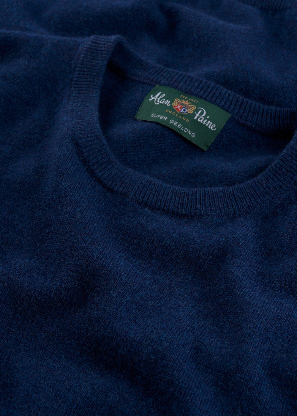 Men's Geelong Wool Crew Neck Jumper in Indigo