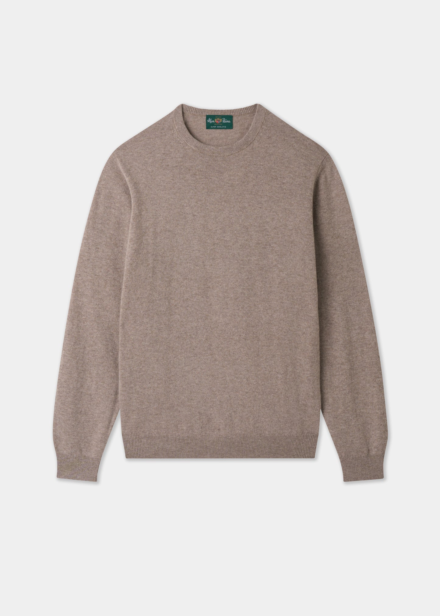 Men's Geelong Wool Crew Neck Jumper in Mushroom