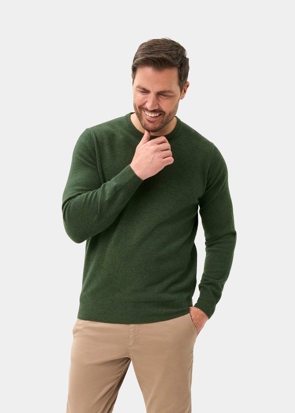 Men's Geelong Wool Crew Neck Jumper in Rosemary