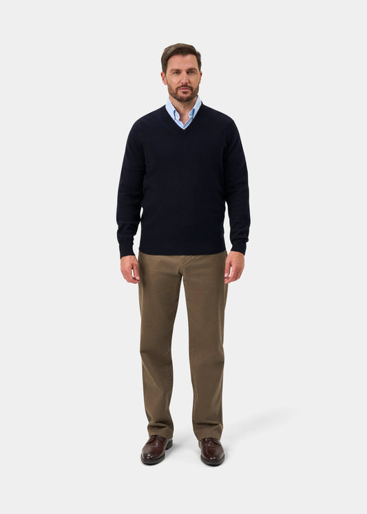 Albury Geelong Wool Jumper in Dark Navy - Regular Fit