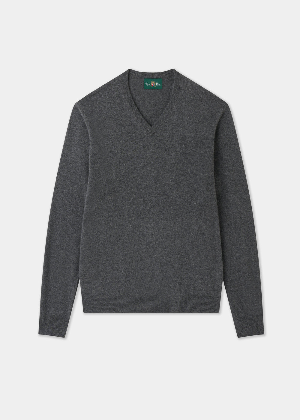 Men's Geelong Wool Vee Neck Jumper in Derby