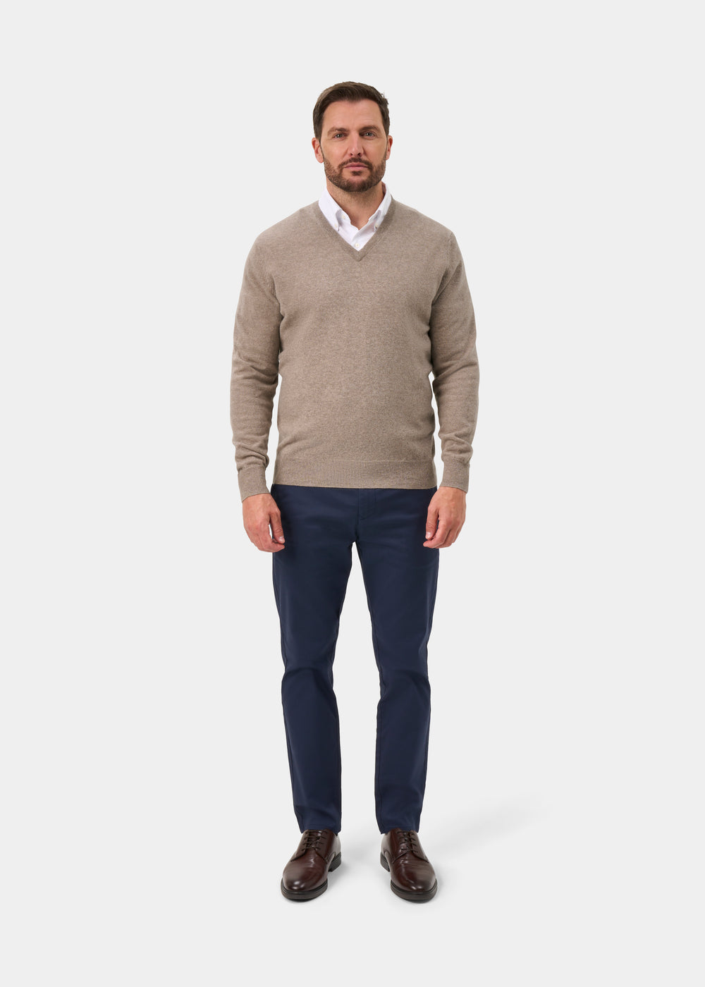 Albury Geelong Wool Jumper in Mushroom - Regular Fit
