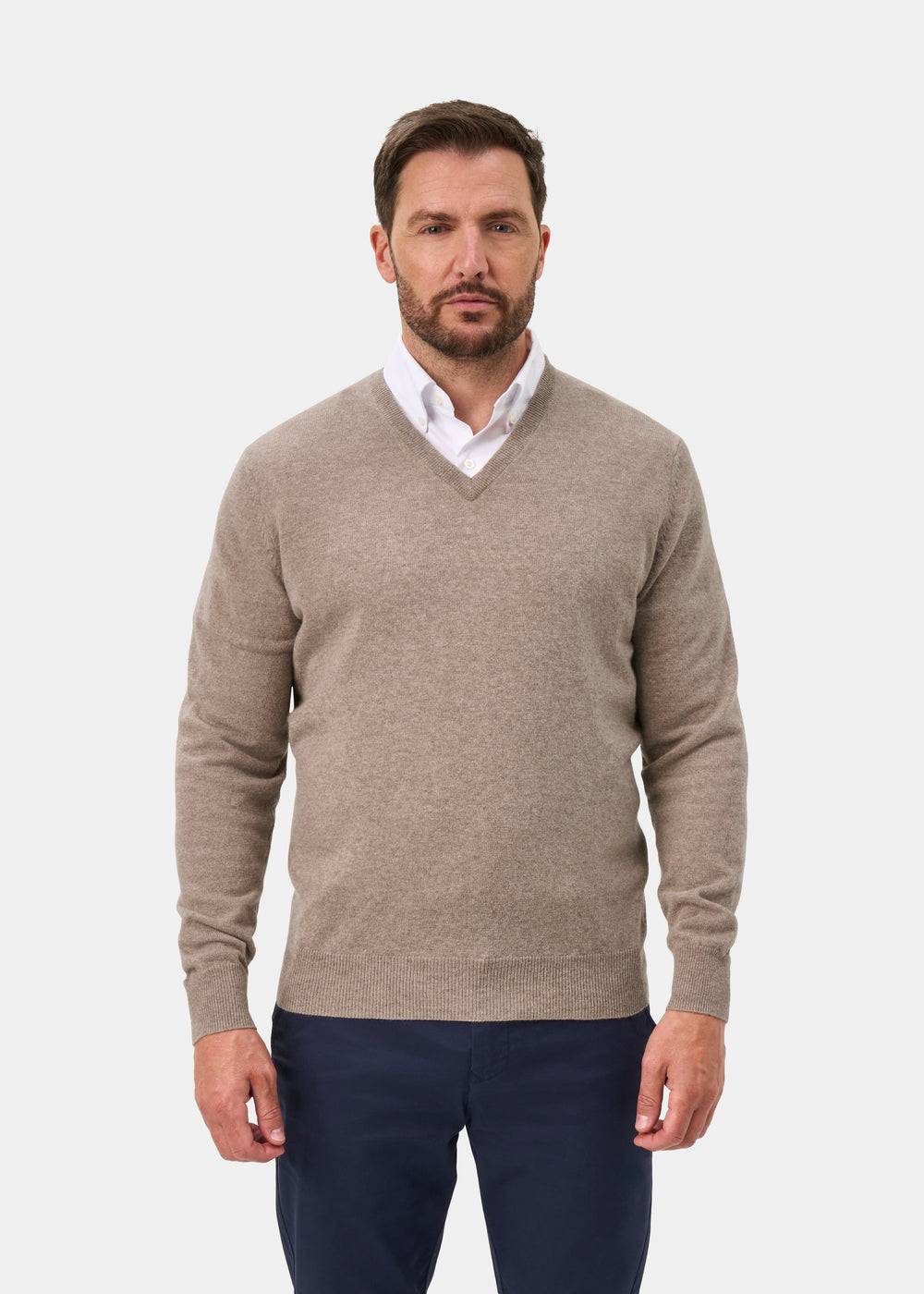 Albury Geelong Wool Jumper in Mushroom - Regular Fit