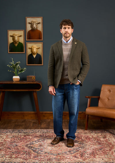 Mens-Knitted-Blazer-Olive