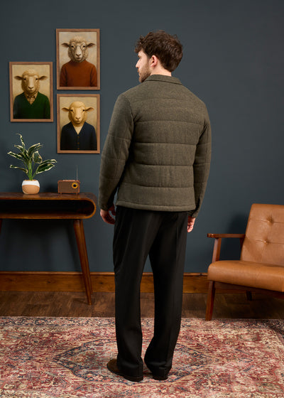 Mens-Knitted-Quilted-Shacket-Olive