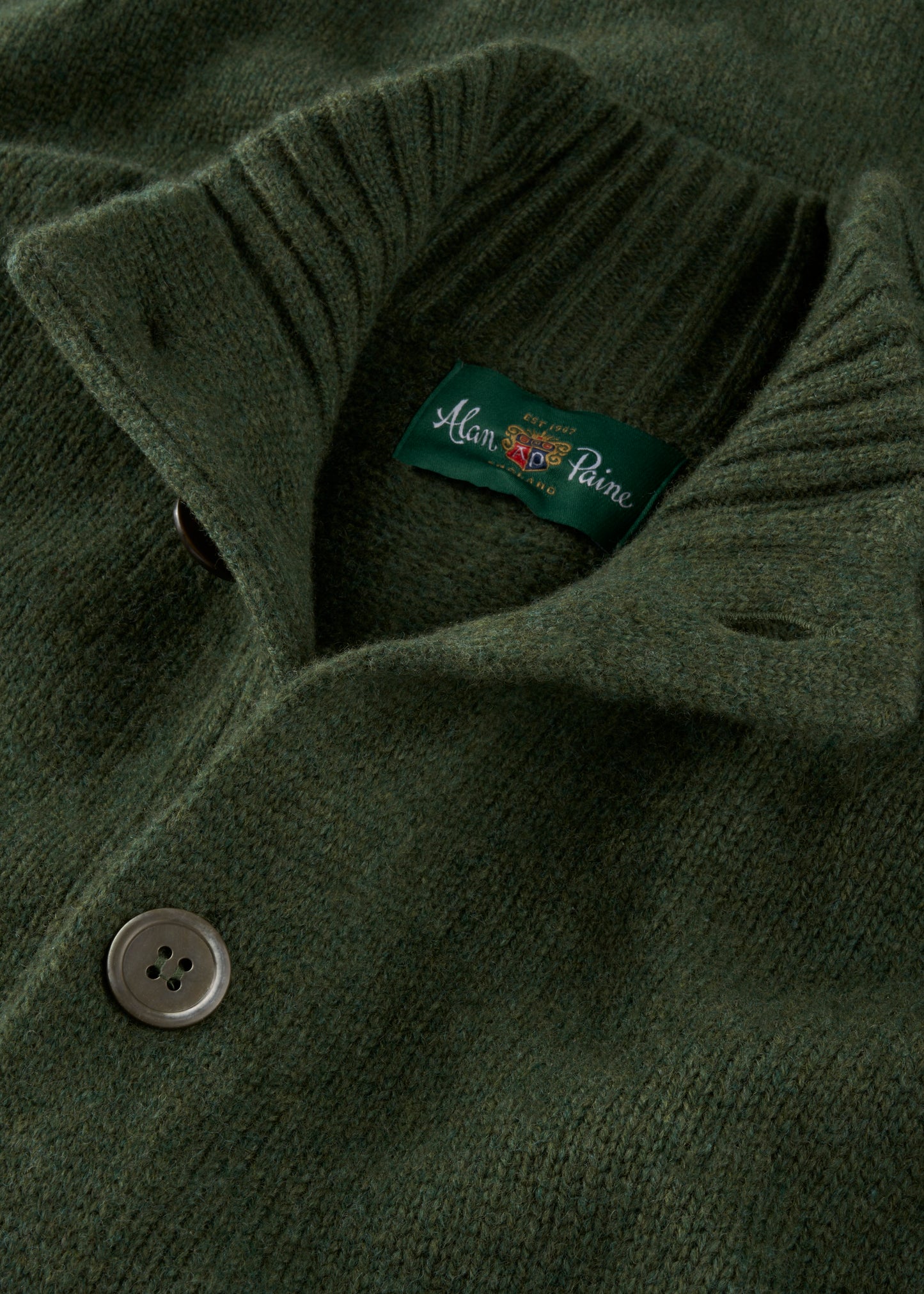 Men's Lambswool Buttoned Jumper With Mock Neck In Rosemary