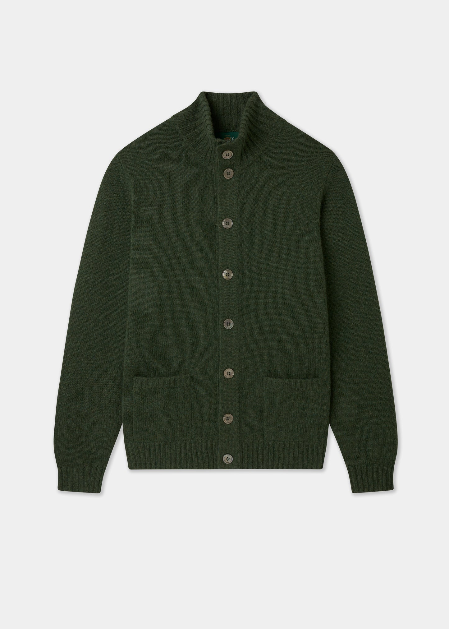 Men's Lambswool Buttoned Jumper With Mock Neck In Rosemary