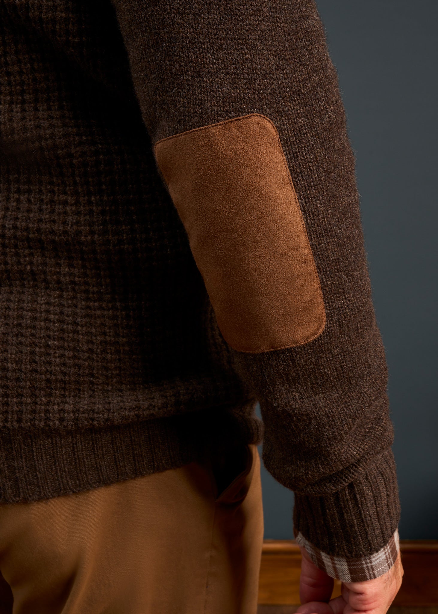 Duchally Men's Waffle Stitch Wool Jacket Cocoa
