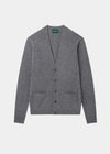 Men's Lambswool Vee Neck Cardigan Jumper in Grey Mix
