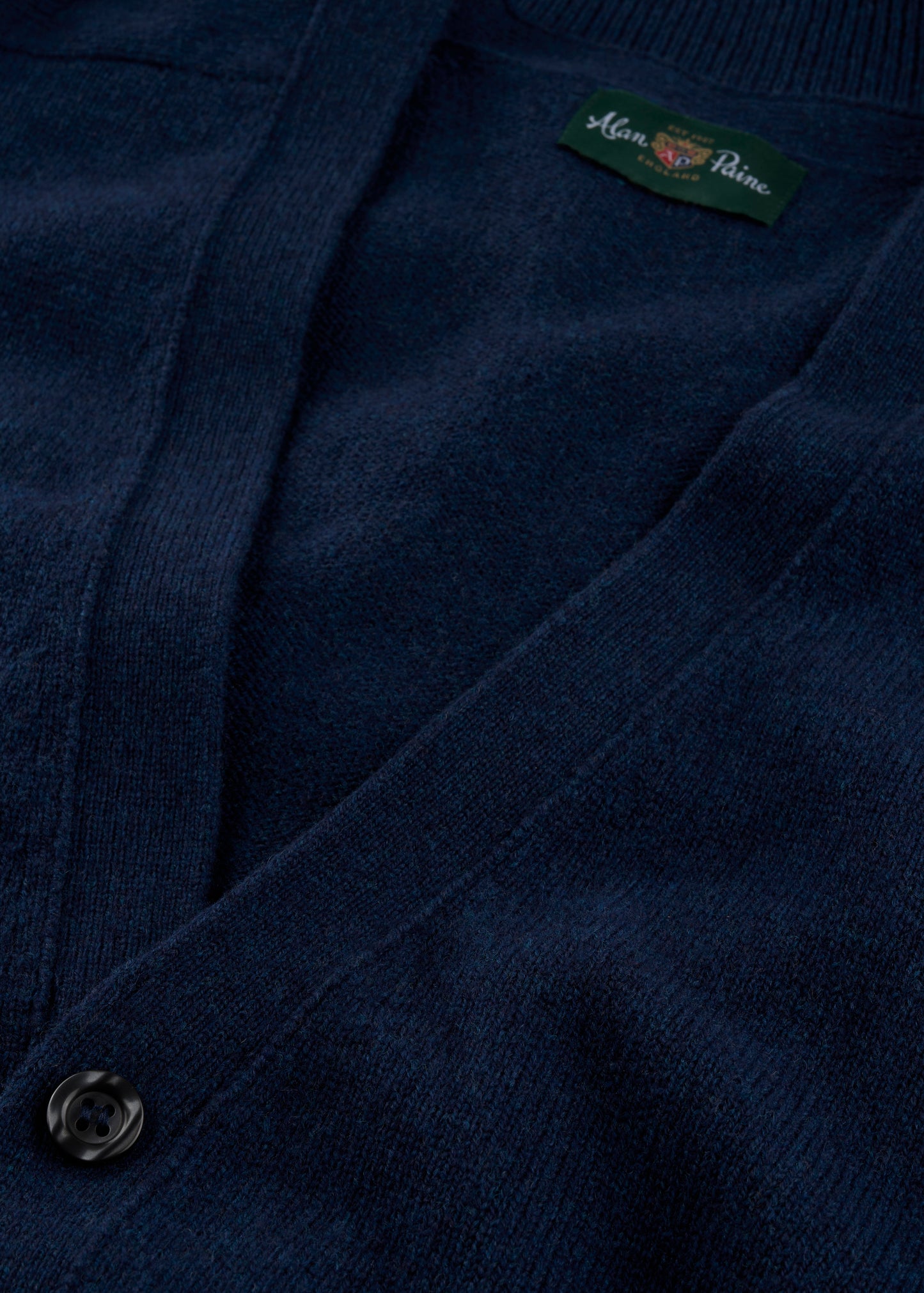 Men's Lambswool Vee Neck Cardigan Jumper in Indigo