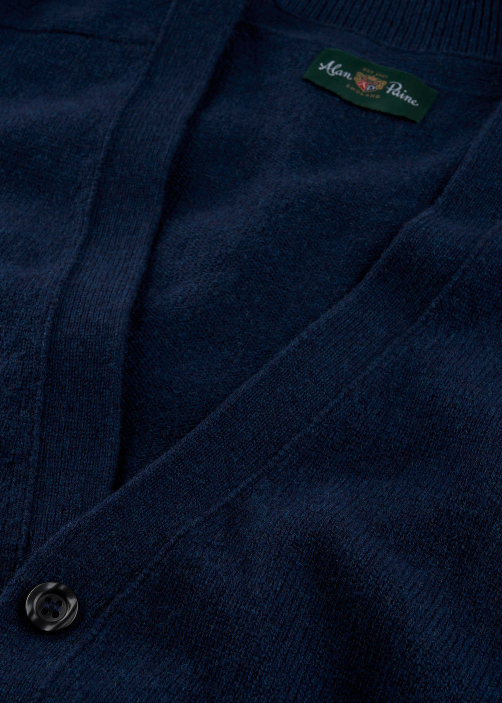 Men's Lambswool Vee Neck Cardigan Jumper in Indigo