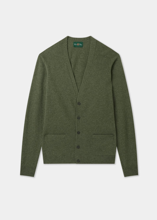 Men's Lambswool Vee Neck Cardigan Jumper in Landscape
