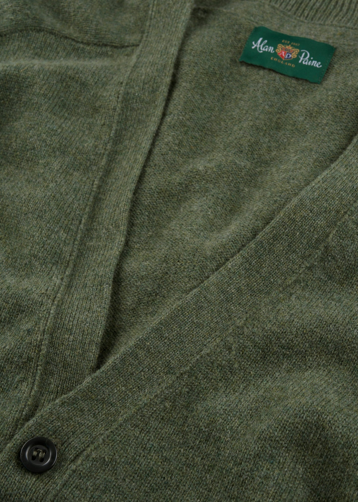 Men's Lambswool Vee Neck Cardigan Jumper in Landscape