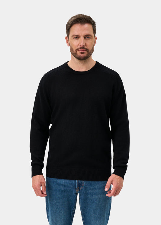 Dorset Lambswool Crew Neck Jumper In Black - Classic Fit