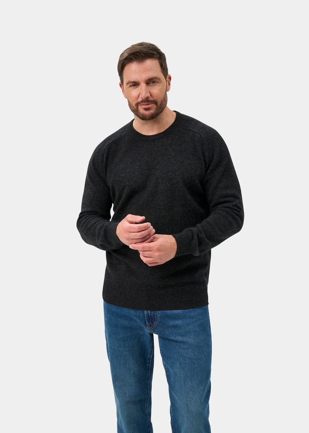 Dorset Lambswool Crew Neck Jumper In Charcoal - Classic Fit