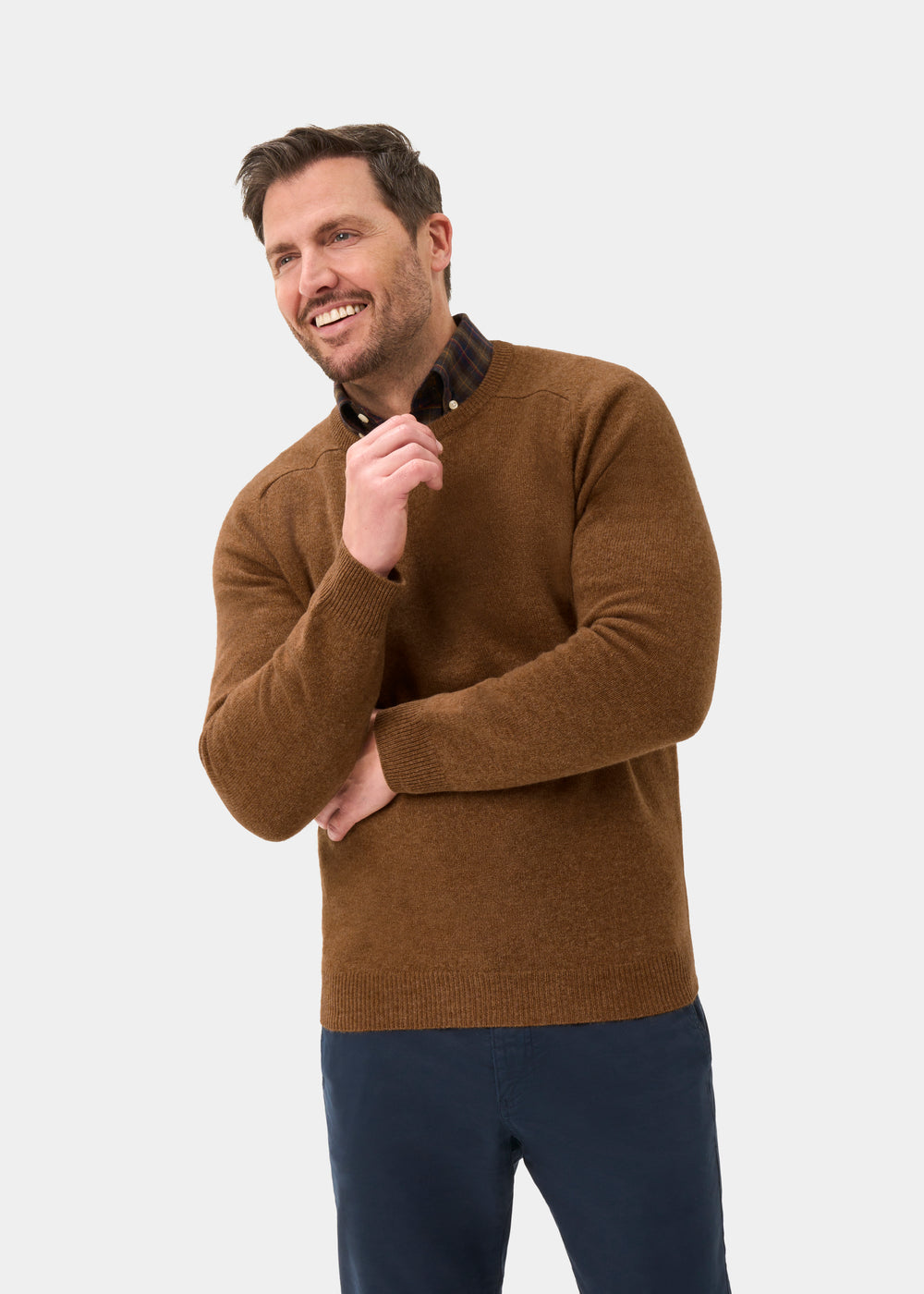 Men's Lambswool Crew Neck Jumper in Driftwood