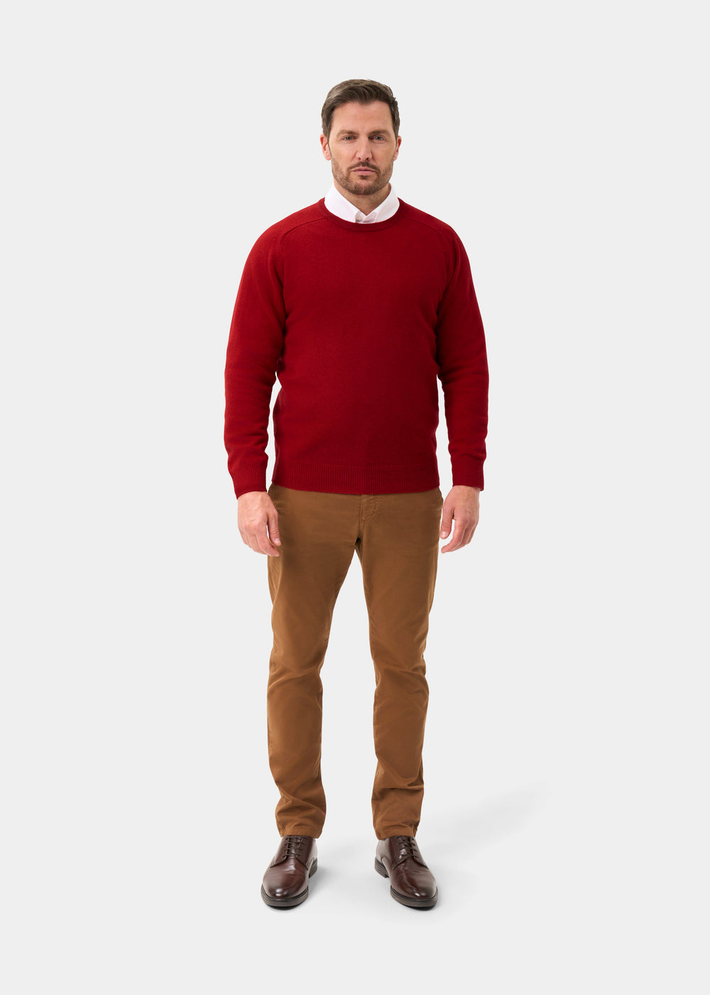 Men's Lambswool Crew Neck Jumper in Dubonnet