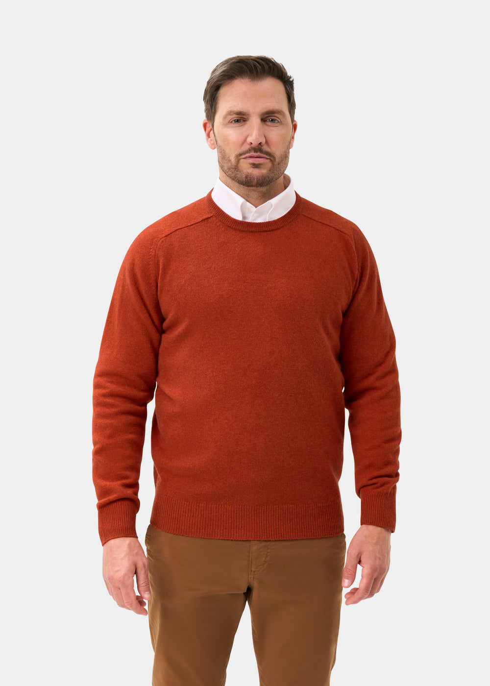 Men's Lambswool Crew Neck Jumper in Ember