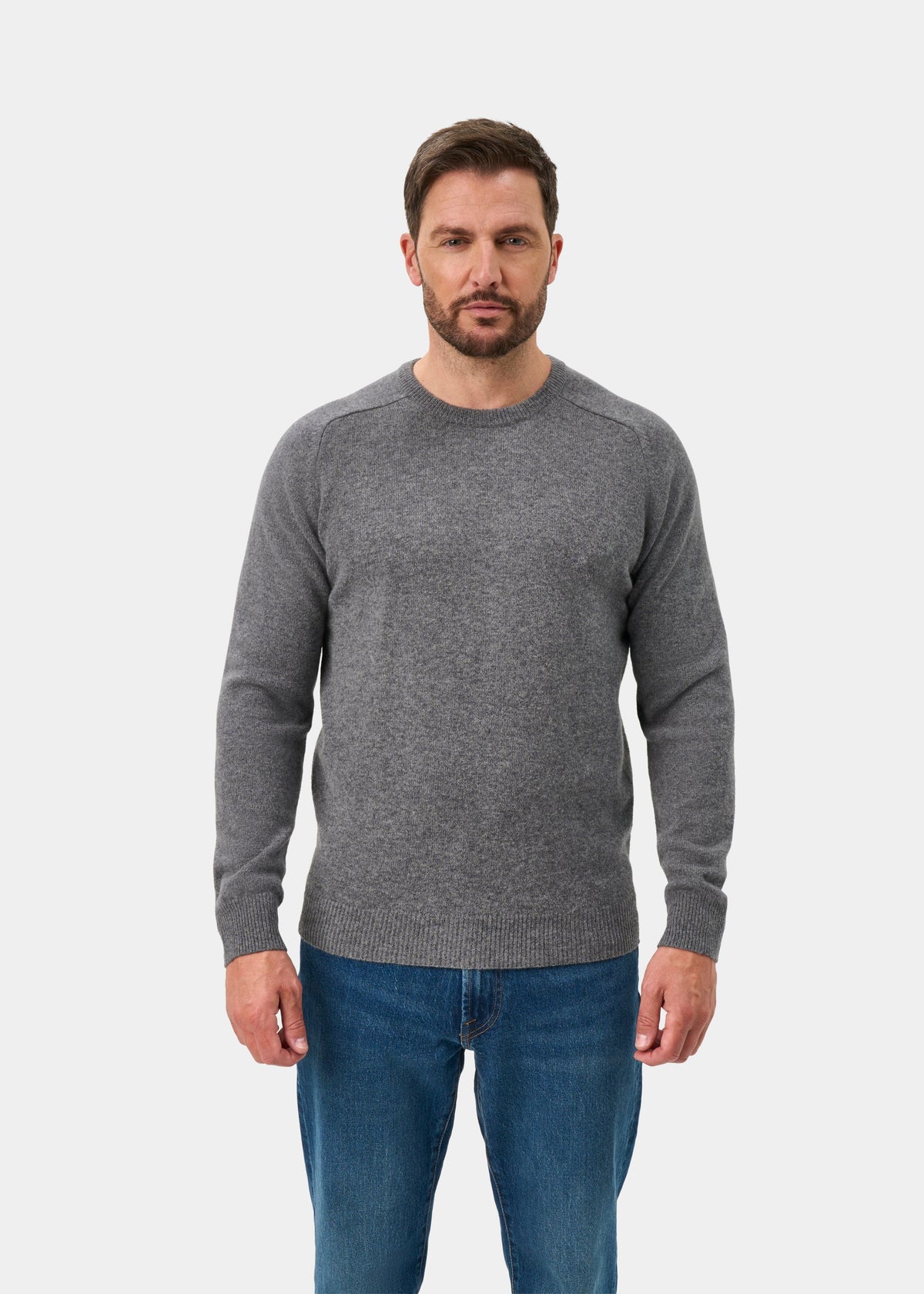 Lenzie Lambswool Crew Neck Jumper In Grey Mix - Regular Fit