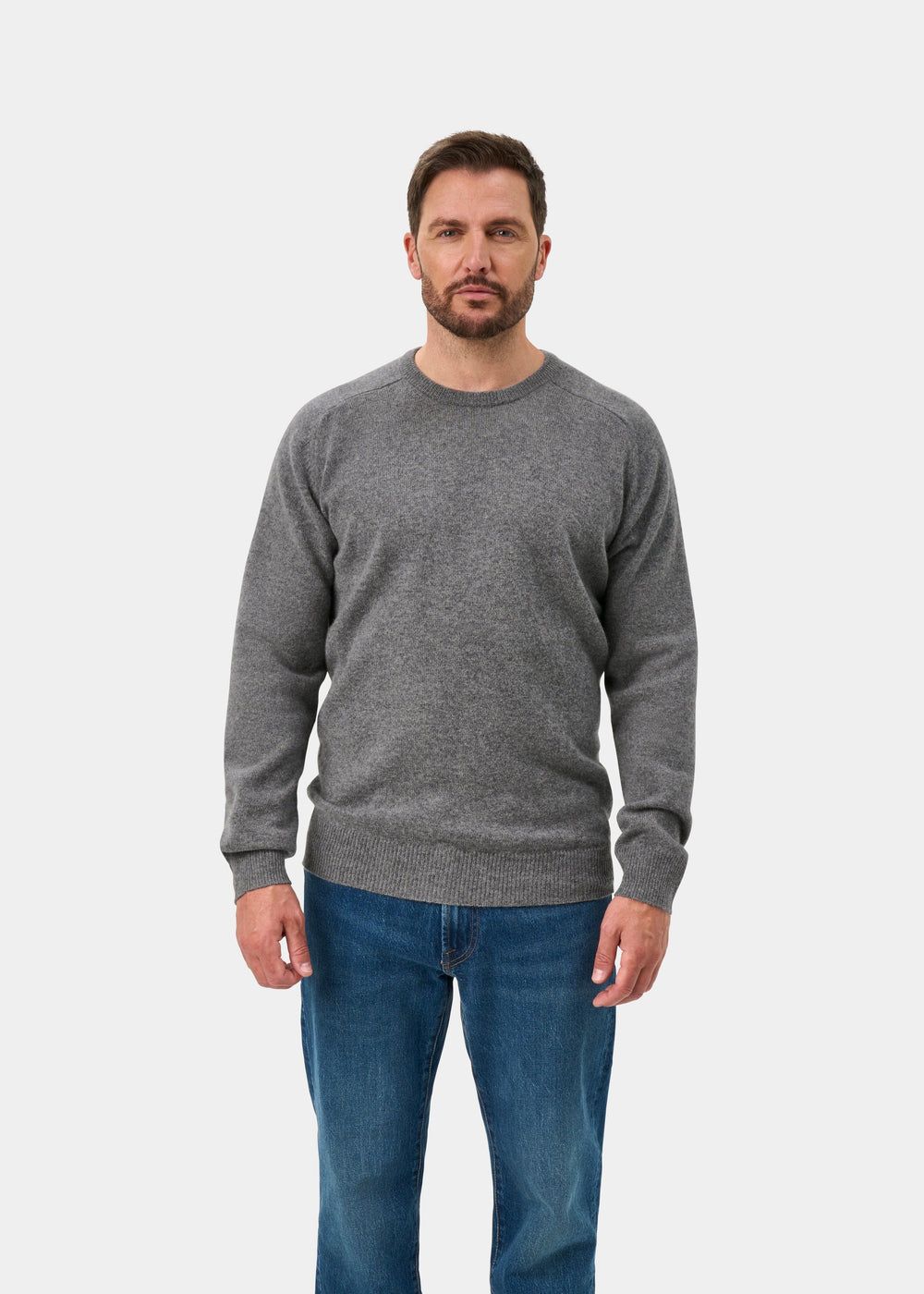 Dorset Lambswool Crew Neck Jumper In Grey Mix - Classic Fit