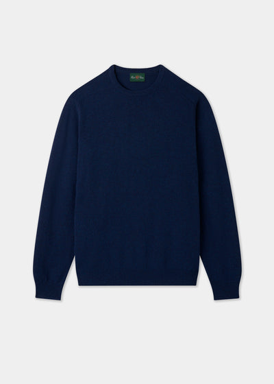 Men's Lambswool Crew Neck Jumper in Indigo