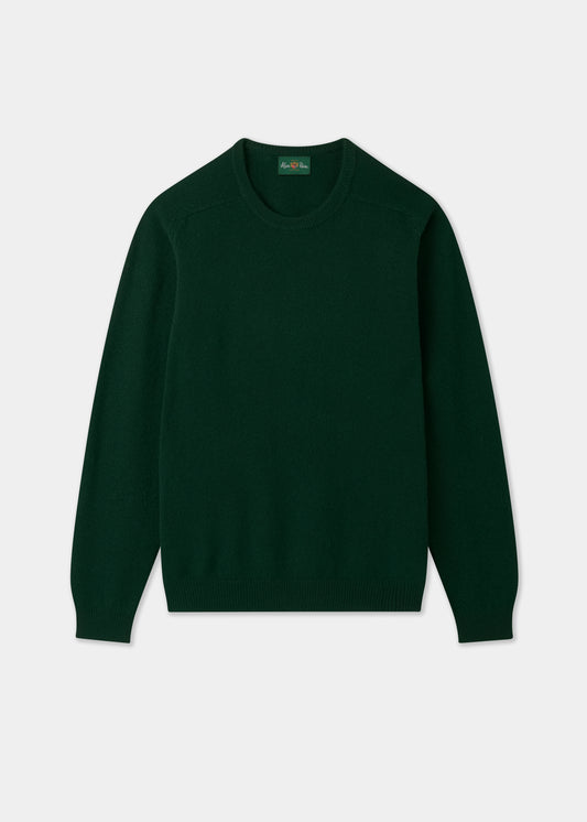 Men's Lambswool Crew Neck Jumper in Tartan Green