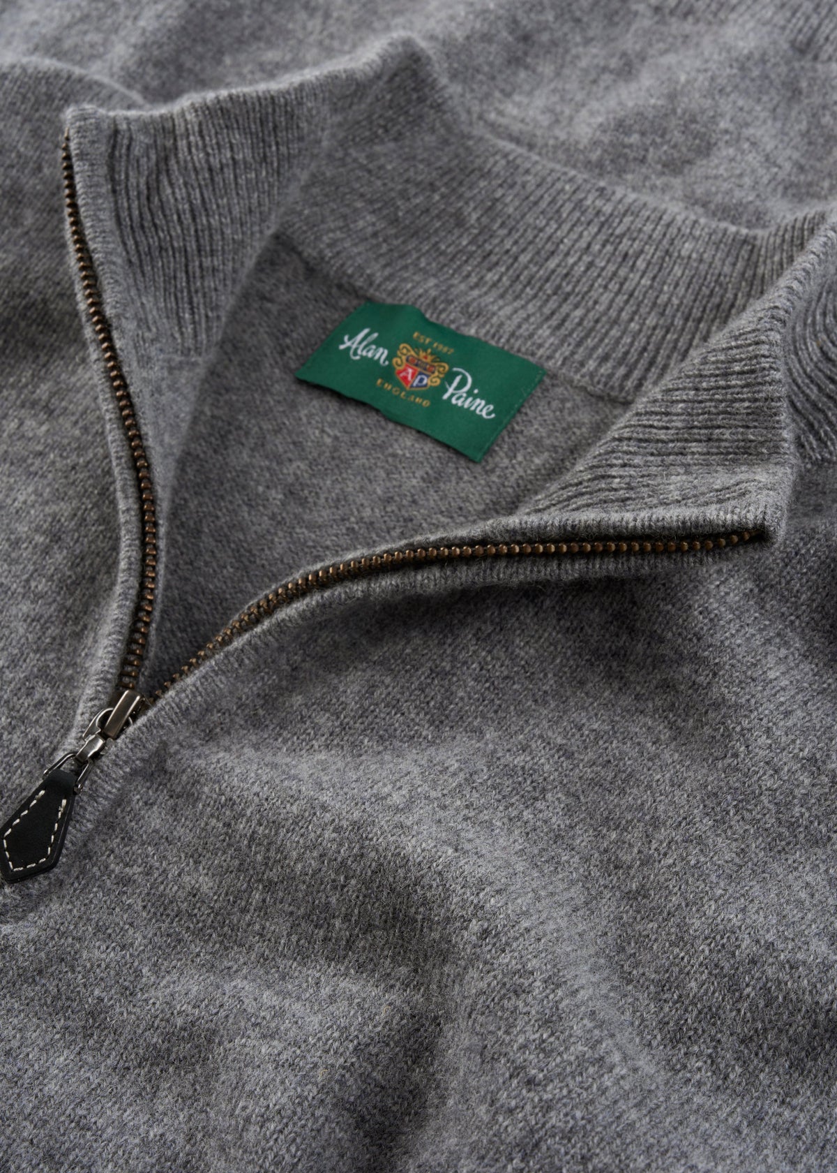 Men's Lambswool Quarter Zip Neck Jumper in Grey Mix