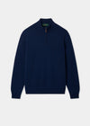 Men's Lambswool Quarter Zip Neck Jumper in Indigo