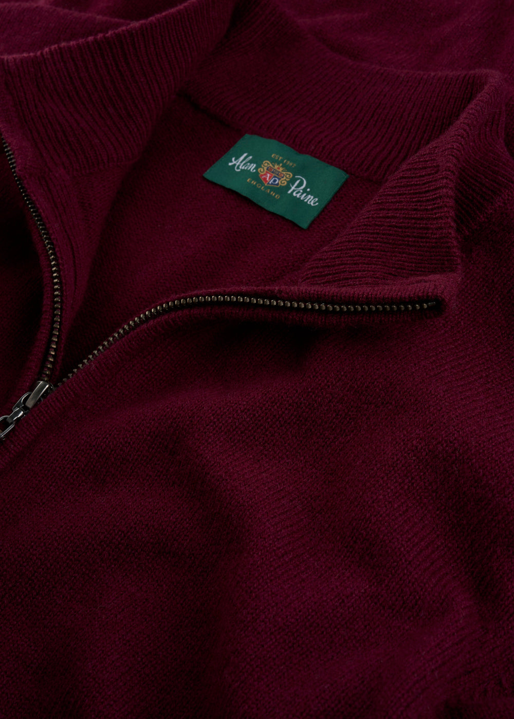 Men's Lambswool Quarter Zip Neck Jumper in Bordeaux