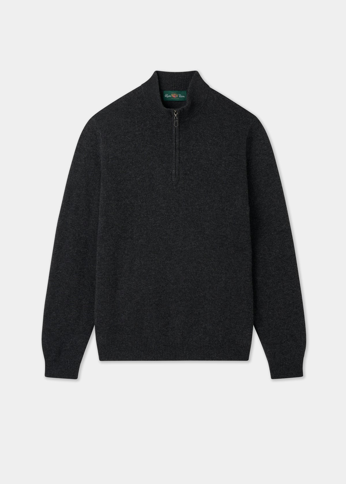 Men's Lambswool Quarter Zip Neck Jumper in Charcoal