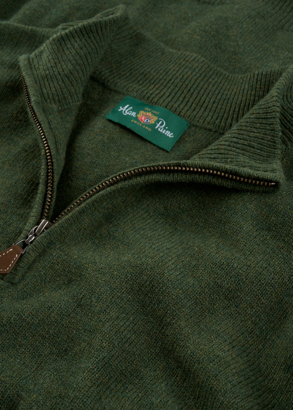 Men's Lambswool Quarter Zip Neck Jumper in Rosemary