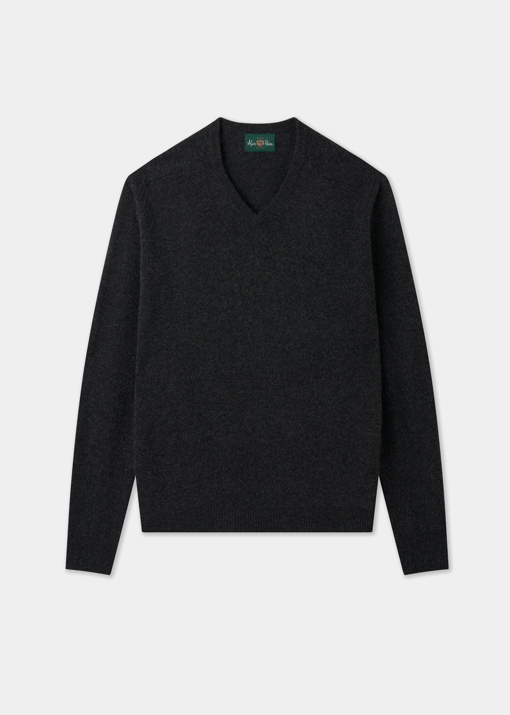 Men's Lambswool Vee Neck Jumper in Charcoal