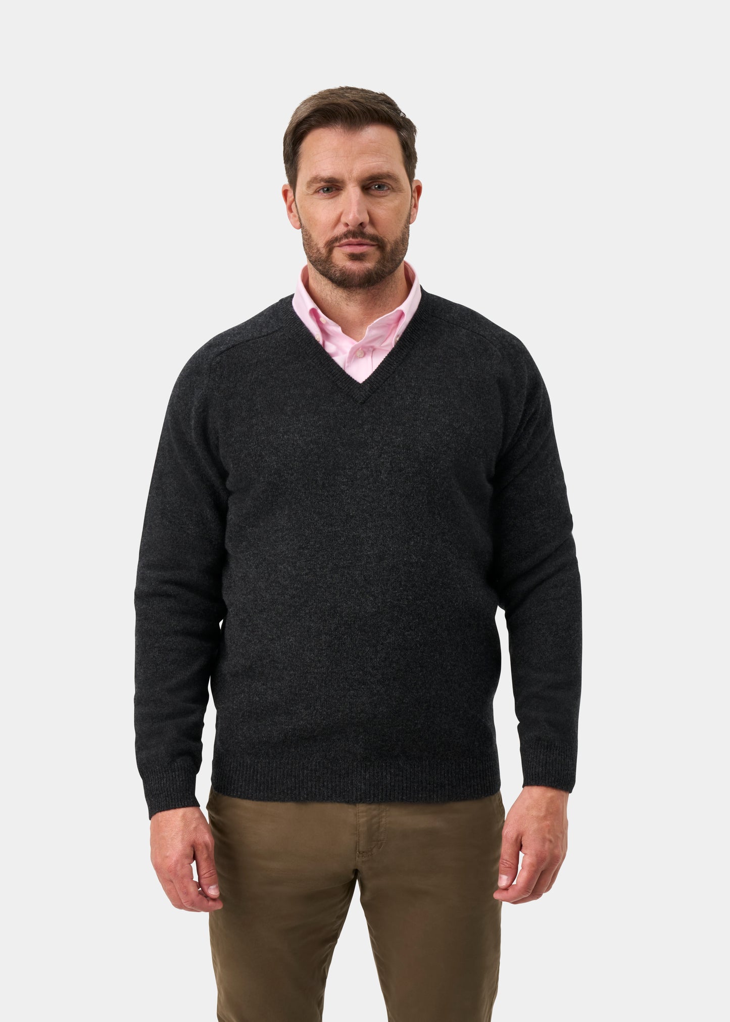Kilsyth Men's Lambswool Jumper in Charcoal - Regular Fit