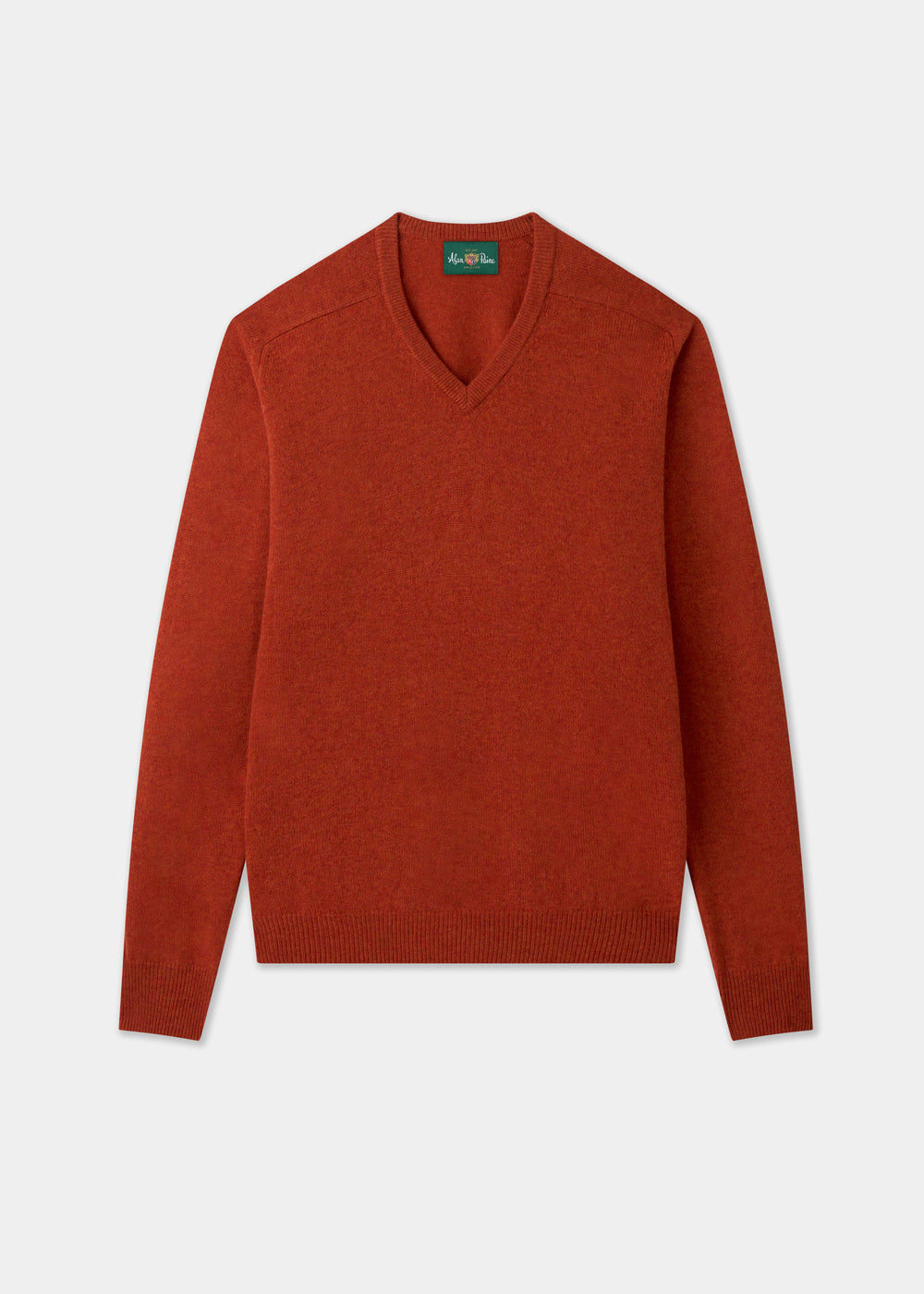 Men's Lambswool Vee Neck Jumper in Ember