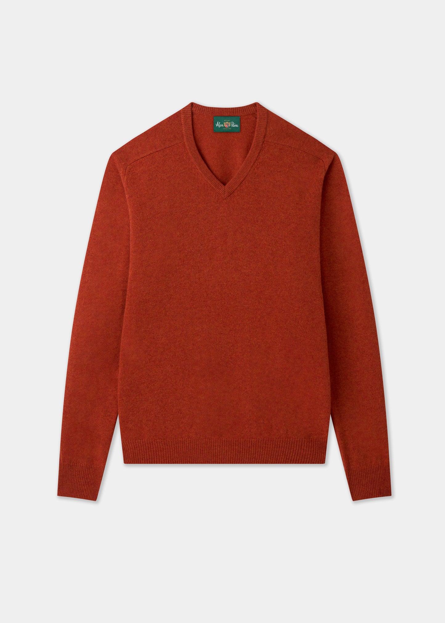 Men's Lambswool Vee Neck Jumper in Ember